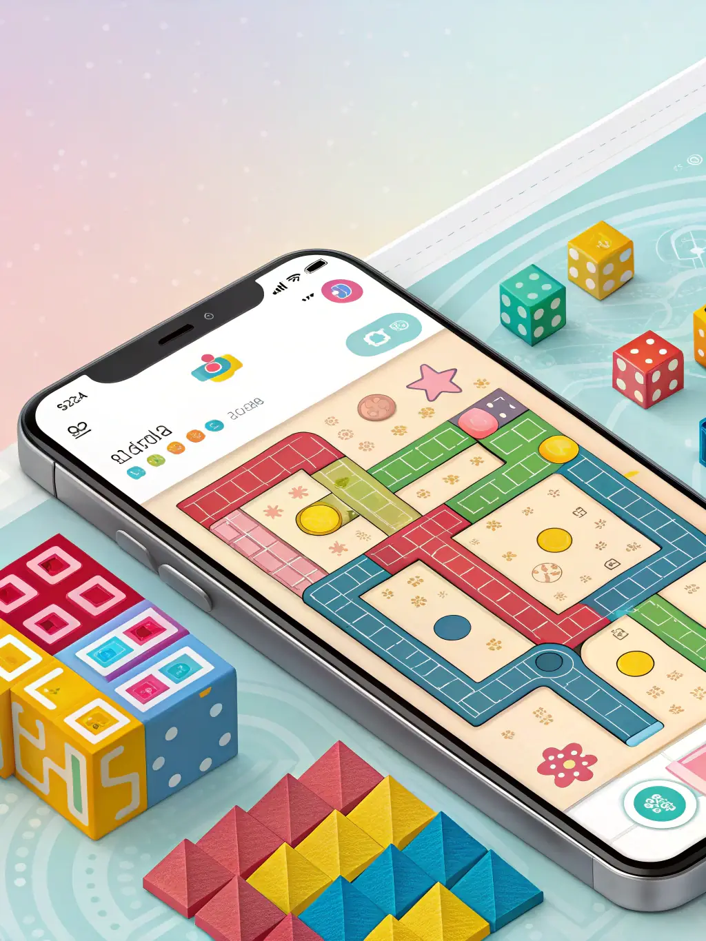 A screenshot of the AI Casual Puzzle Game interface, showcasing its adaptive difficulty feature, with an overlay highlighting the personalized challenge it offers to the player.